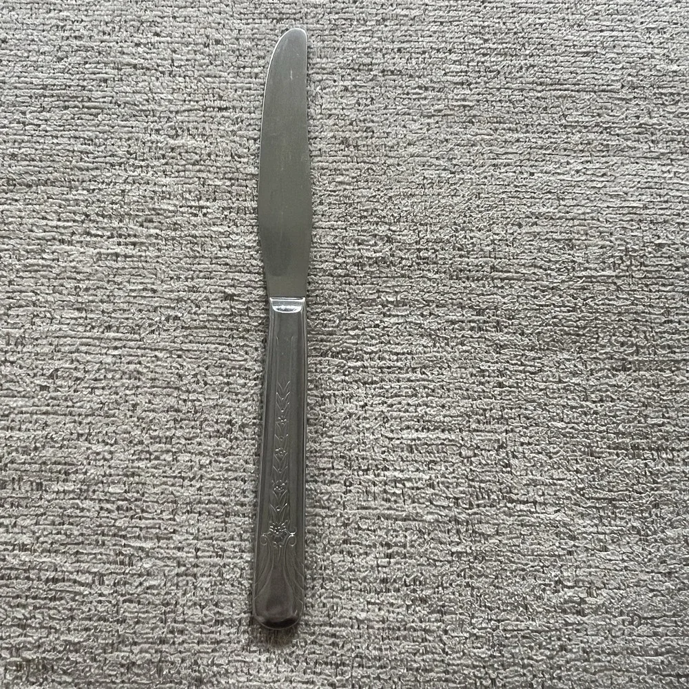 Silco‎ Stainless USA Table Knife Floral Scroll Pattern Vtg Flatware Silverware